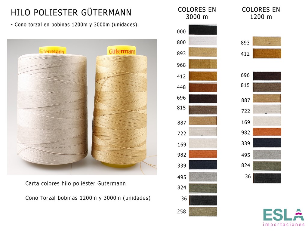 HILOS POLIESTER GUTERMAN CONO TORZAL 1200m Y 3000m