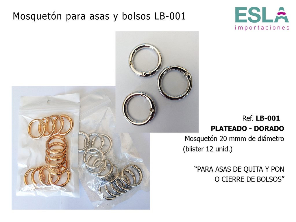 MOSQUETON PARA ASAS Y BOLSOS LB001