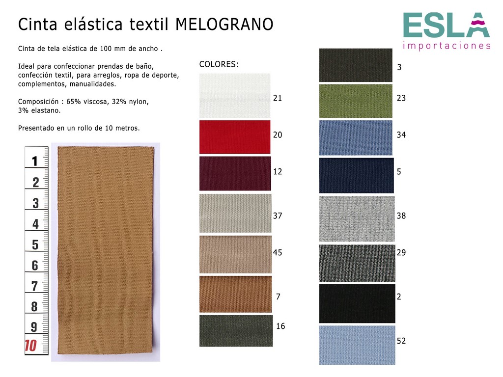 CINTA ELASTICA TEXTIL MELOGRANO