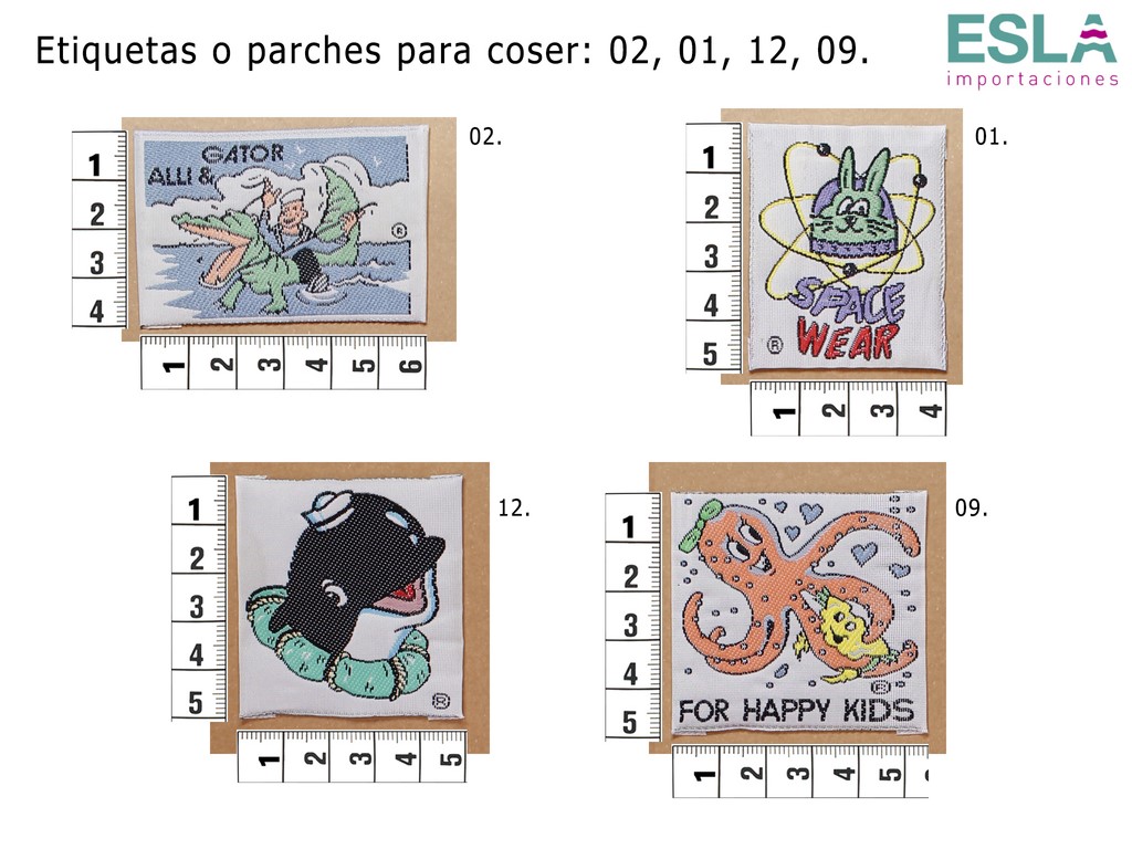 ETIQUETAS DE COSER 02, 01, 12, 09 