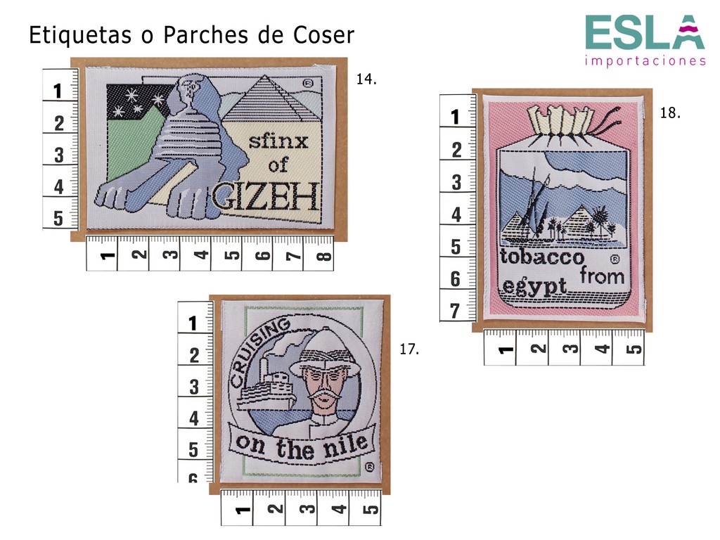 ETIQUETAS DE COSER 14, 18, 17, EGIPTO