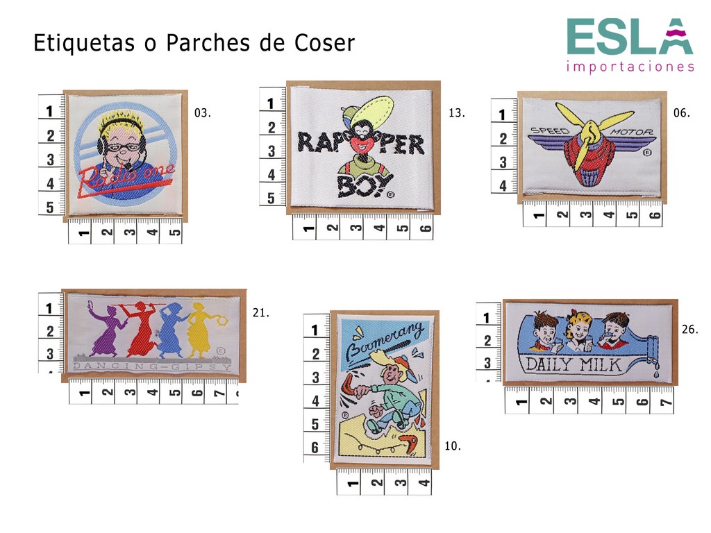 ETIQUETAS DE COSER 3, 13, 6, 21, 10, 26