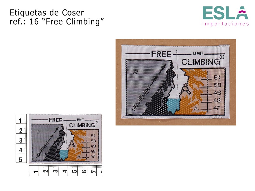 ETIQUETAS DE COSER 16 FREE CLIMBING