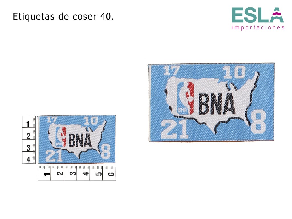 ETIQUETAS DE COSER 40 BNA NBA 