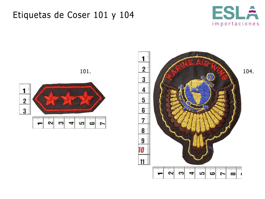 ETIQUETAS DE COSER 101 INSIGNIA ESTRELLAS 104 MARINE AIR WING