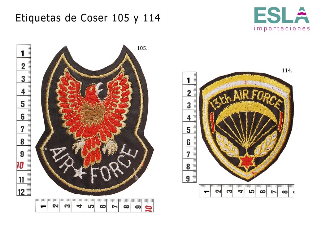 ETIQUETAS DE COSER 105 114 AIR FORCE 