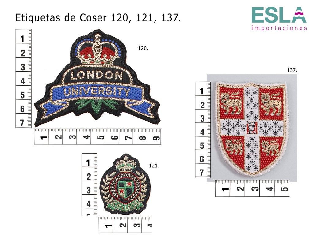 ETIQUETAS DE COSER 120 LONDON 121 COLLEGE 137 CAMBRIDGE 