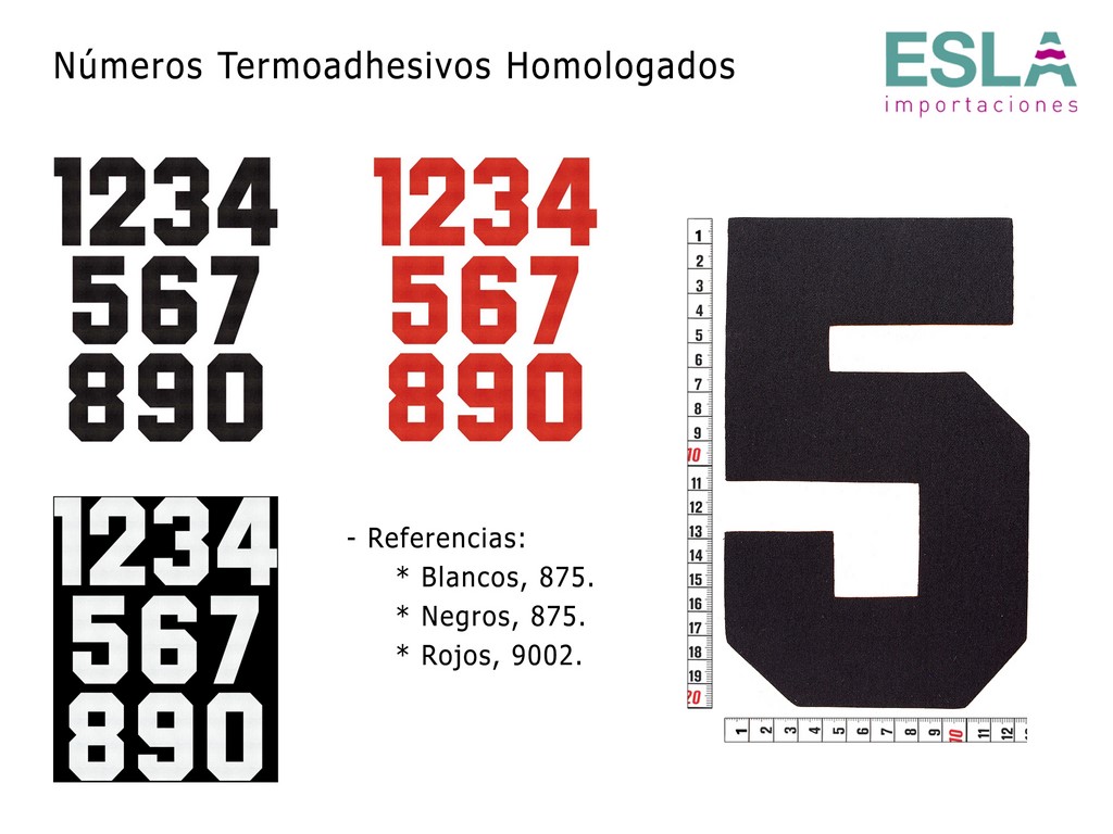 NUMEROS TERMOADHESIVOS HOMOLOGADOS 875 9002