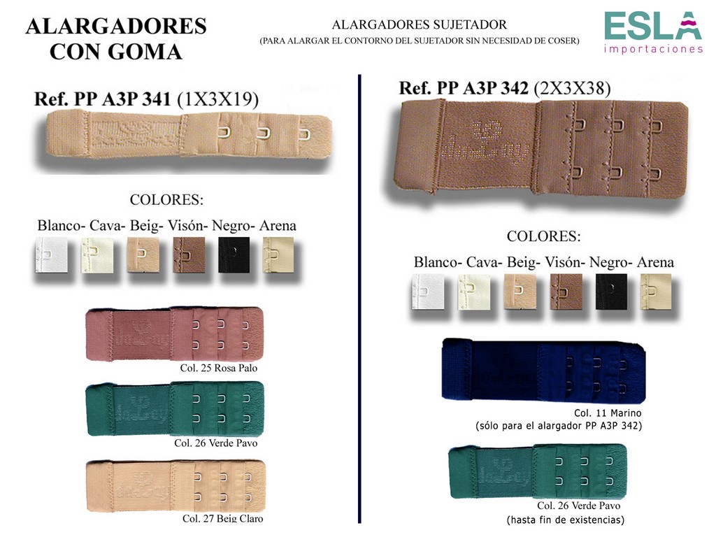 ALARGADOR SUJETADOR CON GOMA PPA3P341 - PPA3P342