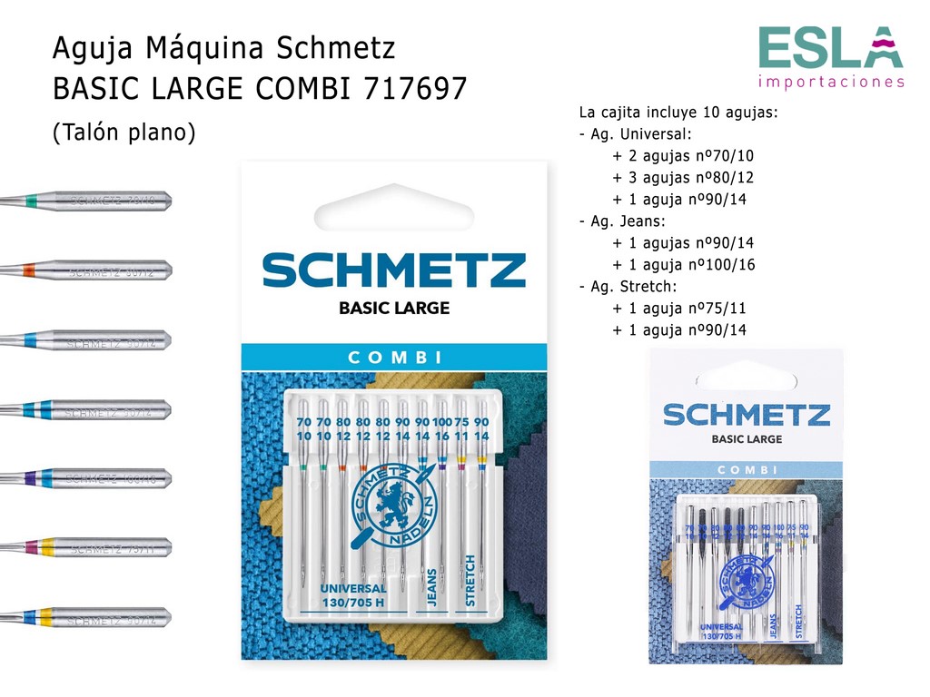 AGUJAS MAQUINA BASIC LARGE COMBI 717697 SURTIDO SCHEMETZ