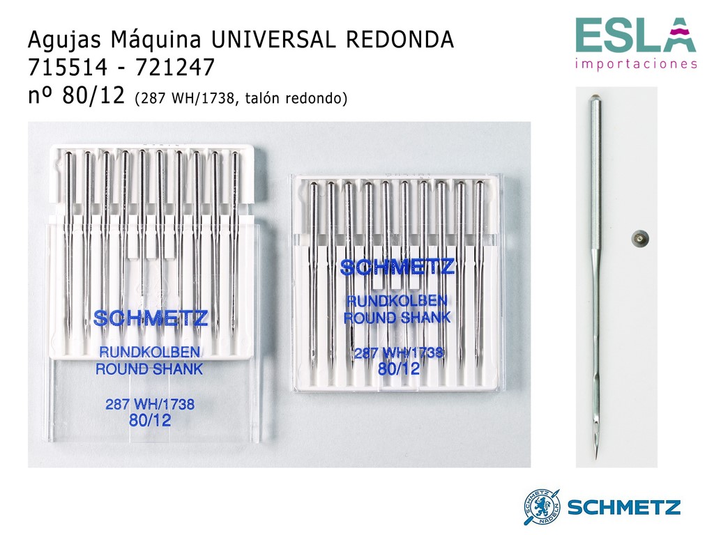 AGUJA MAQUINA UNIVERSAL REDONDA 715514 721247 SCHMETZ